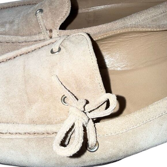 Prada GUC Frasurbane Suede Leather Moccosin Loafers Flats Classic Luxury Beige - Picture 6 of 11
